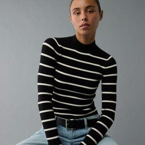 AE Striped Mock Neck Sweater
